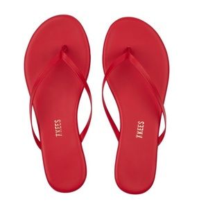 TKEES Cherry Red Leather Sandals